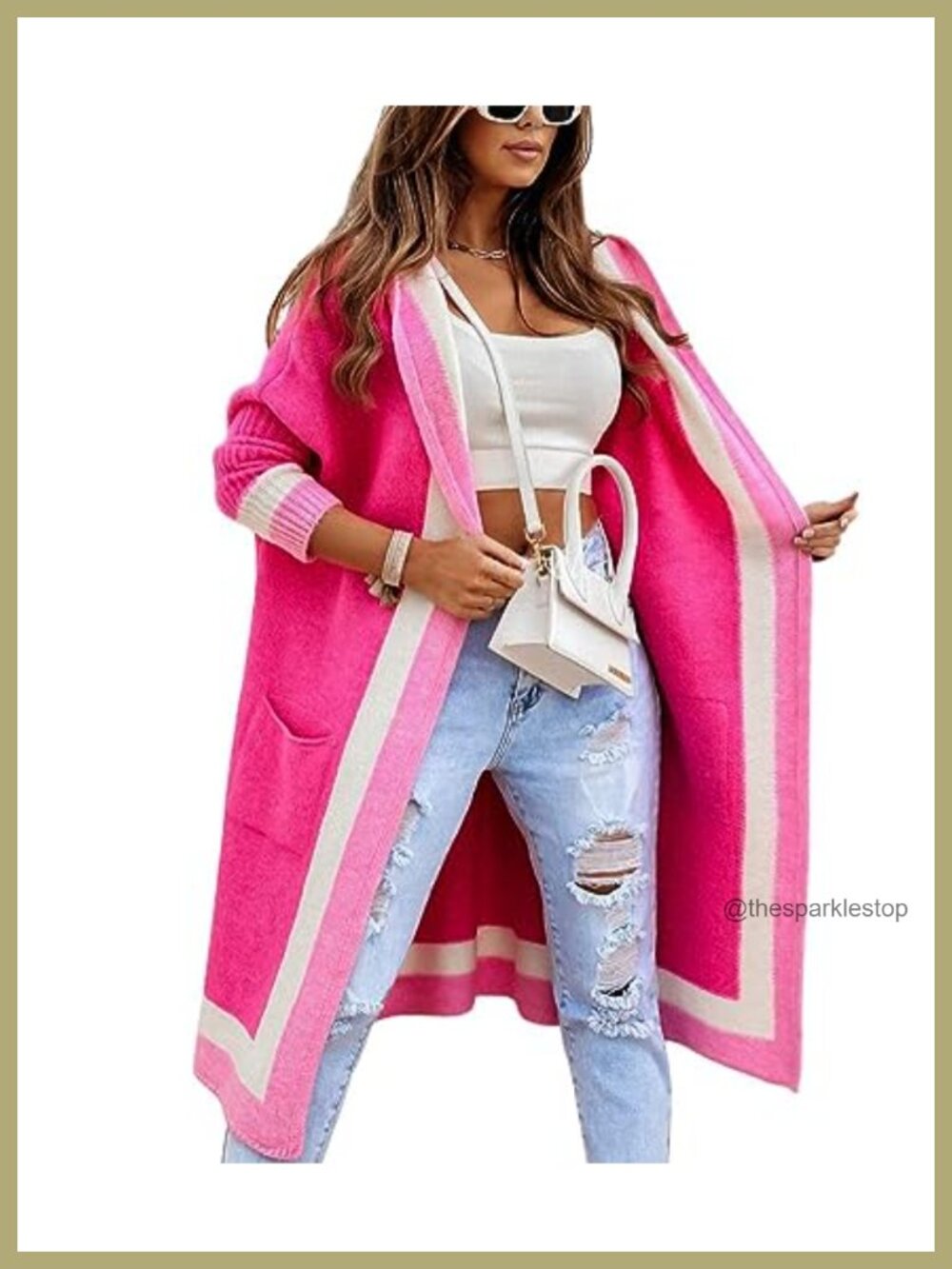 Women's Oversized Hooded Long Cardigan Sweater with Pockets Open Front